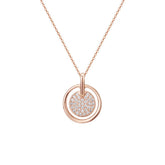 Round Full Zircon Circle Pendant Silver Necklace for Women